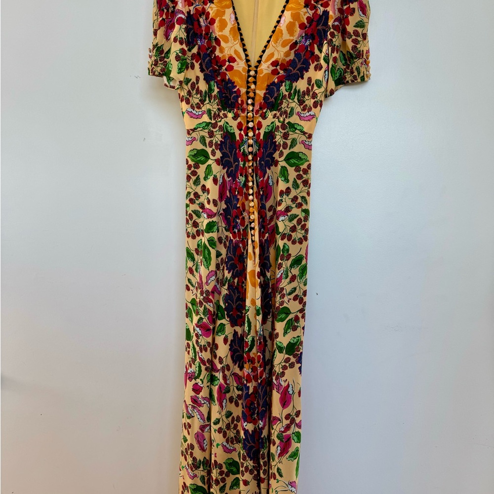 SALONI Vibrant Floral Maxi Dress in Yellow and Green